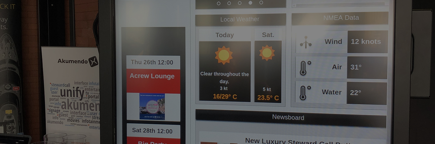 Intelligent signage system display on superyacht